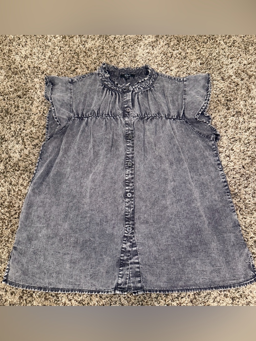 Rails Washed Ruffle Button Front Top